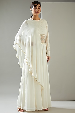 White Embroidered Jumpsuit by Ridhima Bhasin