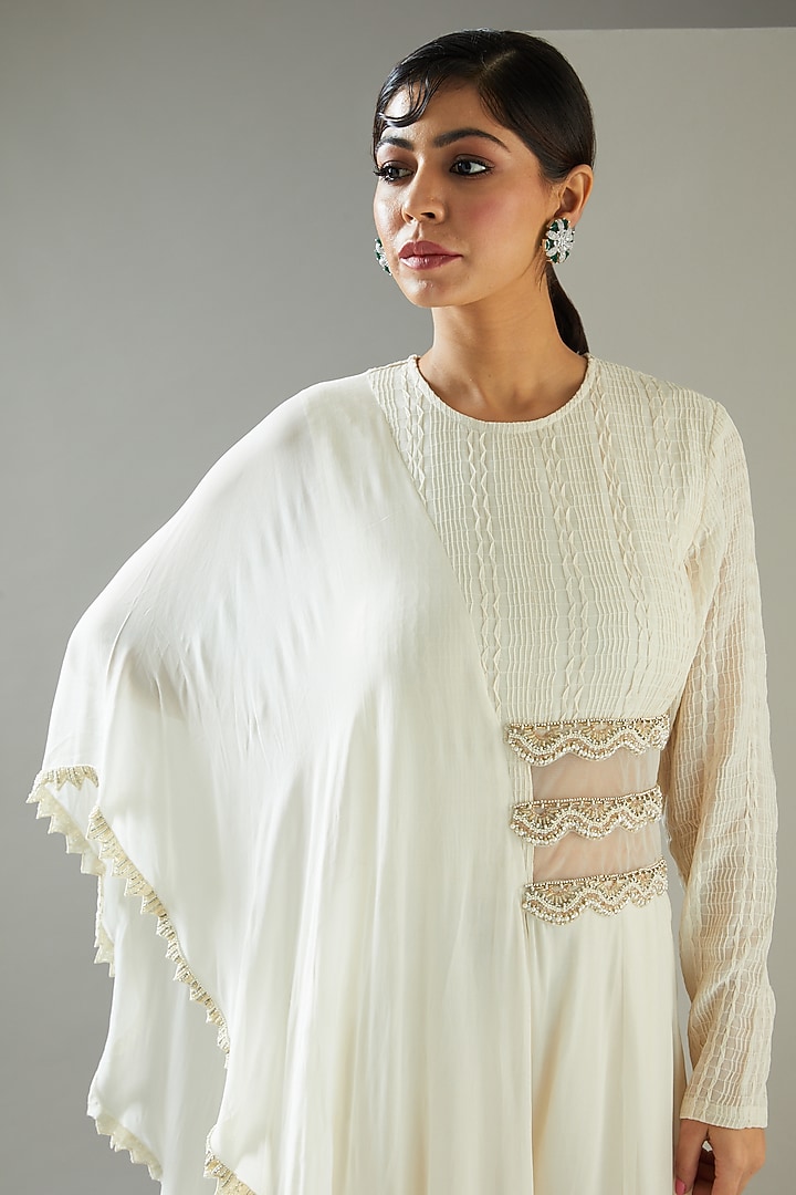 White Embroidered Jumpsuit by Ridhima Bhasin at Pernia's Pop Up Shop