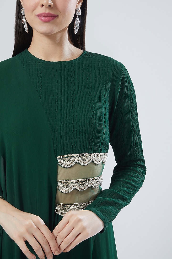 Emerald Green Embroidered Jumpsuit by Ridhima Bhasin at Pernia's Pop Up Shop