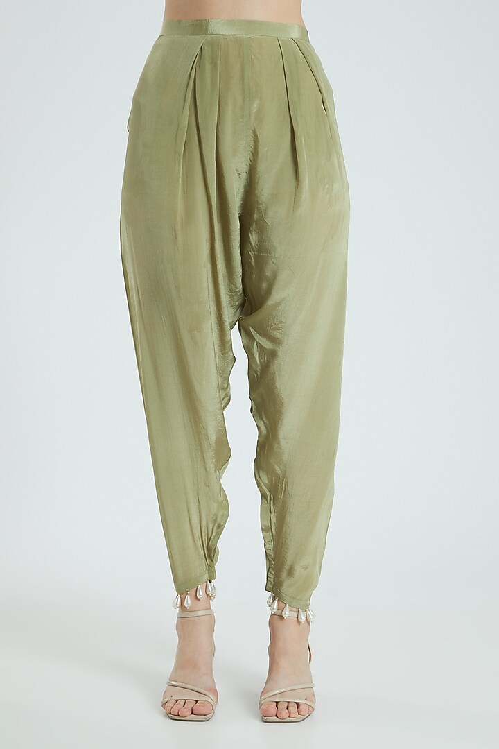 Sage Green Embroidered Kurta Set by Ridhima Bhasin at Pernia's Pop Up Shop