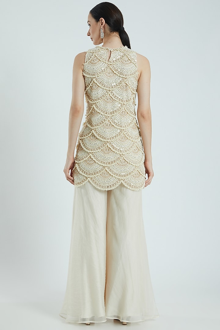 Ivory Crepe Bridal Sharara Set by Ridhima Bhasin at Pernia's Pop Up Shop