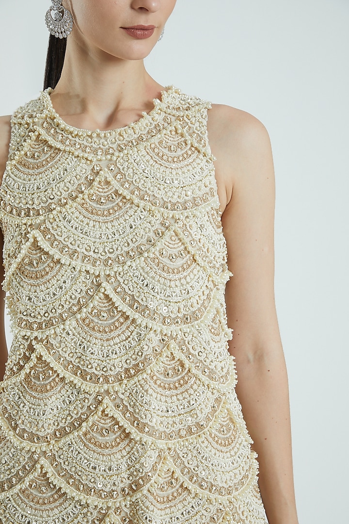 Ivory Crepe Bridal Sharara Set by Ridhima Bhasin at Pernia's Pop Up Shop