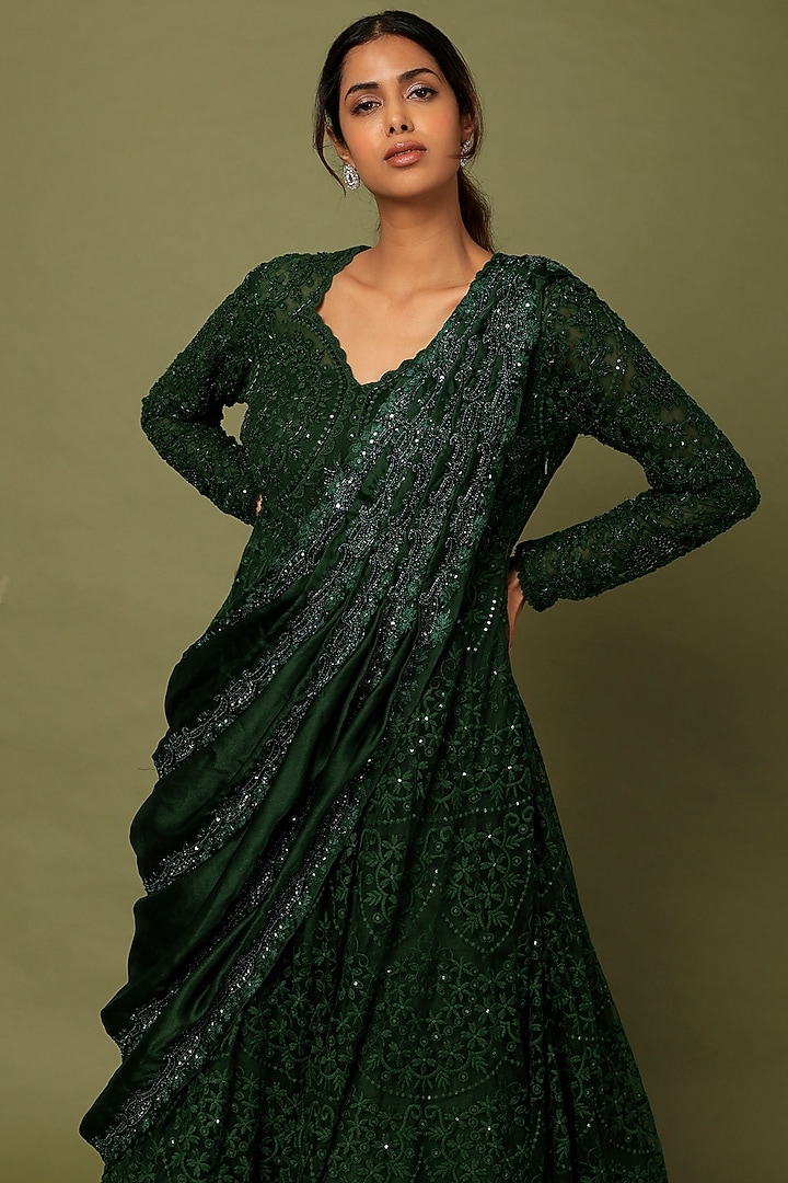 Green Embroidered Bridal Anarkali Set by Ridhima Bhasin at Pernia's Pop Up Shop