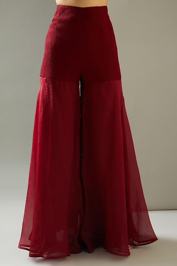 Red Organza Wedding Sharara Set by Ridhima Bhasin at Pernia's Pop Up Shop