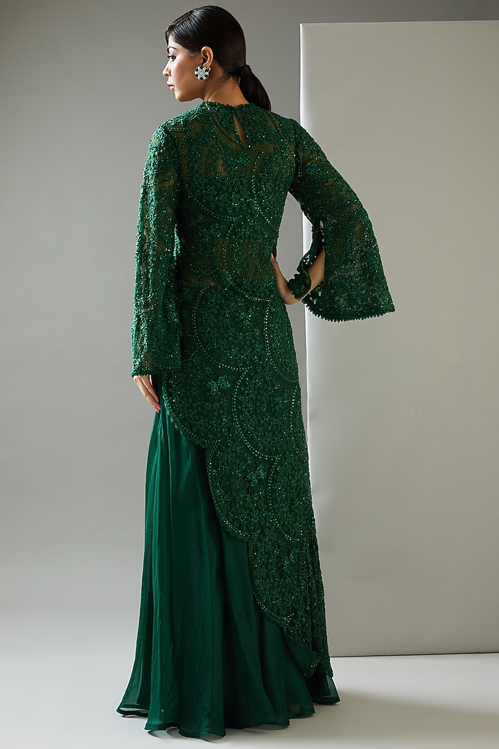 Emerald Green Embroidered Kurta Set by Ridhima Bhasin at Pernia's Pop Up Shop