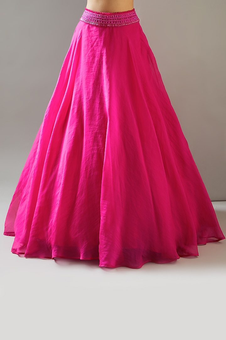 Fuchsia Hand Embroidered Wedding Lehenga Set by Ridhima Bhasin at Pernia's Pop Up Shop