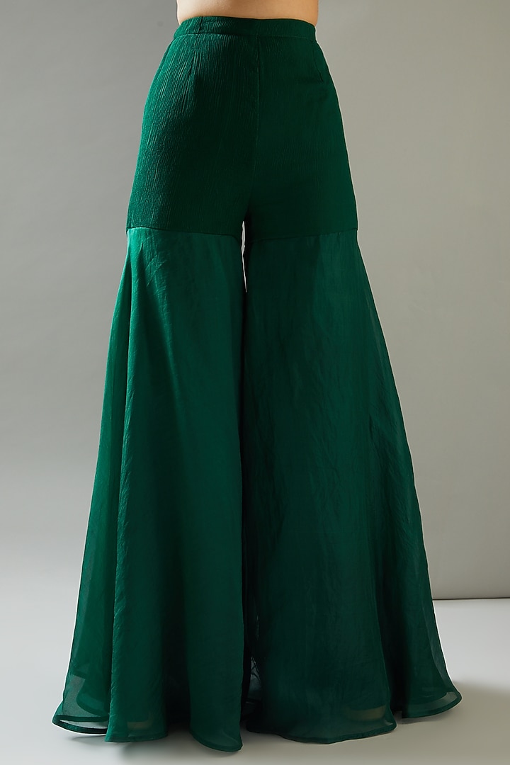 Emerald Green Georgette Wedding Sharara Set by Ridhima Bhasin at Pernia's Pop Up Shop
