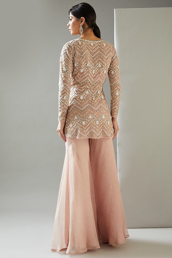 Blush Pink Embroidered Jacket Set by Ridhima Bhasin at Pernia's Pop Up Shop