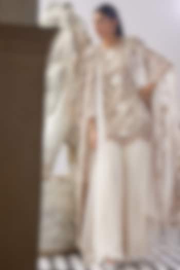 Ivory Chiffon Bridal Sharara Set by Ridhima Bhasin at Pernia's Pop Up Shop
