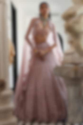 Pink Organza Embroidered Bridal Lehenga Set by Ridhima Bhasin at Pernia's Pop Up Shop