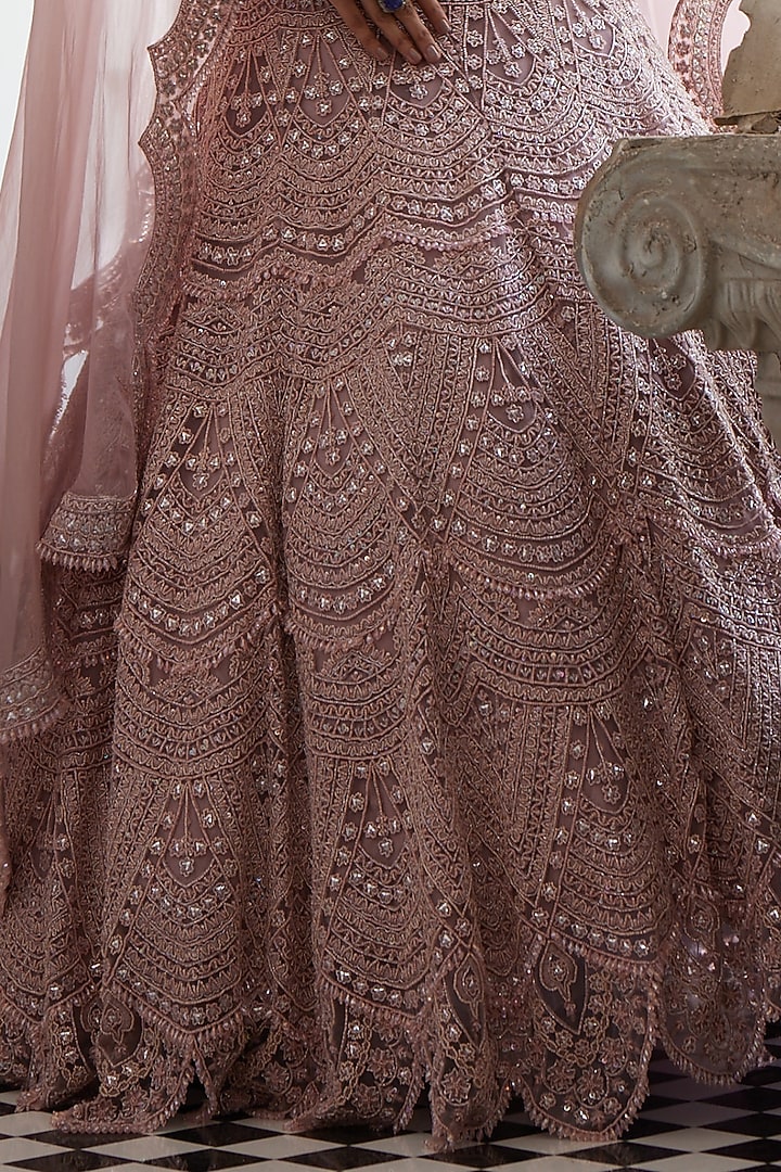 Pink Organza Embroidered Bridal Lehenga Set by Ridhima Bhasin at Pernia's Pop Up Shop