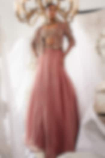 Pink Organza Jacket Wedding Lehenga Set by Ridhima Bhasin at Pernia's Pop Up Shop