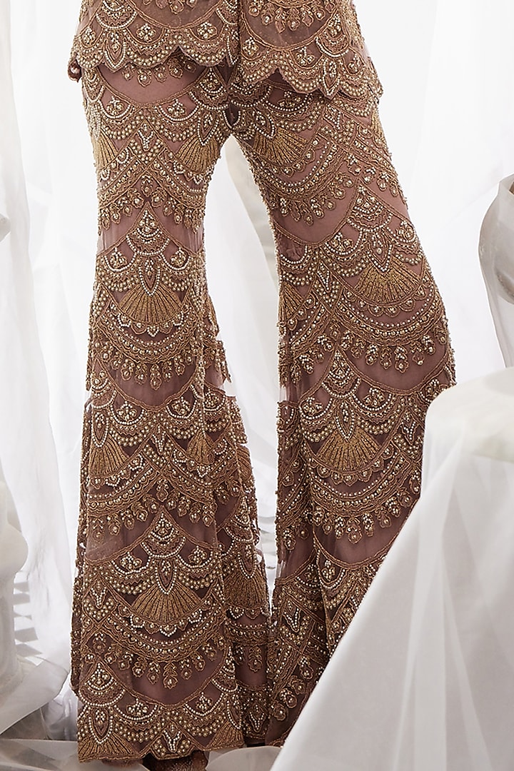 Lilac Organza Embroidered Gharara Set by Ridhima Bhasin at Pernia's Pop Up Shop