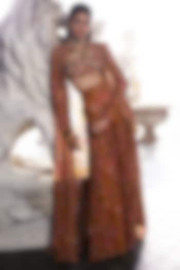 Yellow Organza & Crinkle Chiffon Printed Wedding Sharara Set by Ridhima Bhasin at Pernia's Pop Up Shop