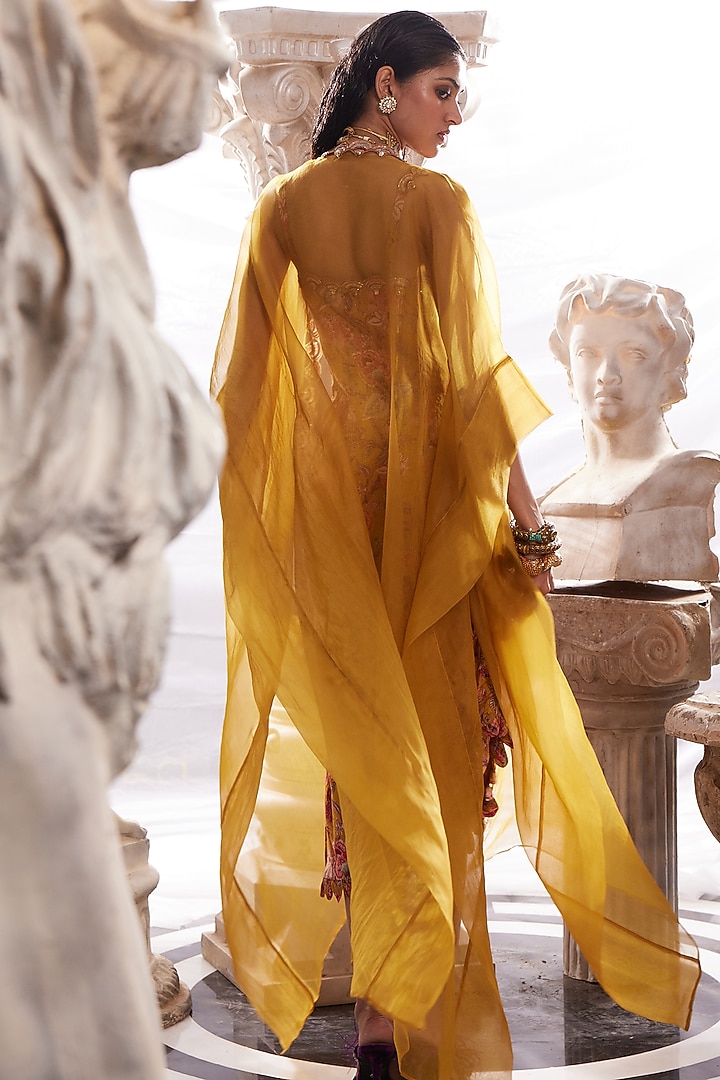 Yellow Rayon Printed Maxi Cocktail Dress by Ridhima Bhasin at Pernia's Pop Up Shop