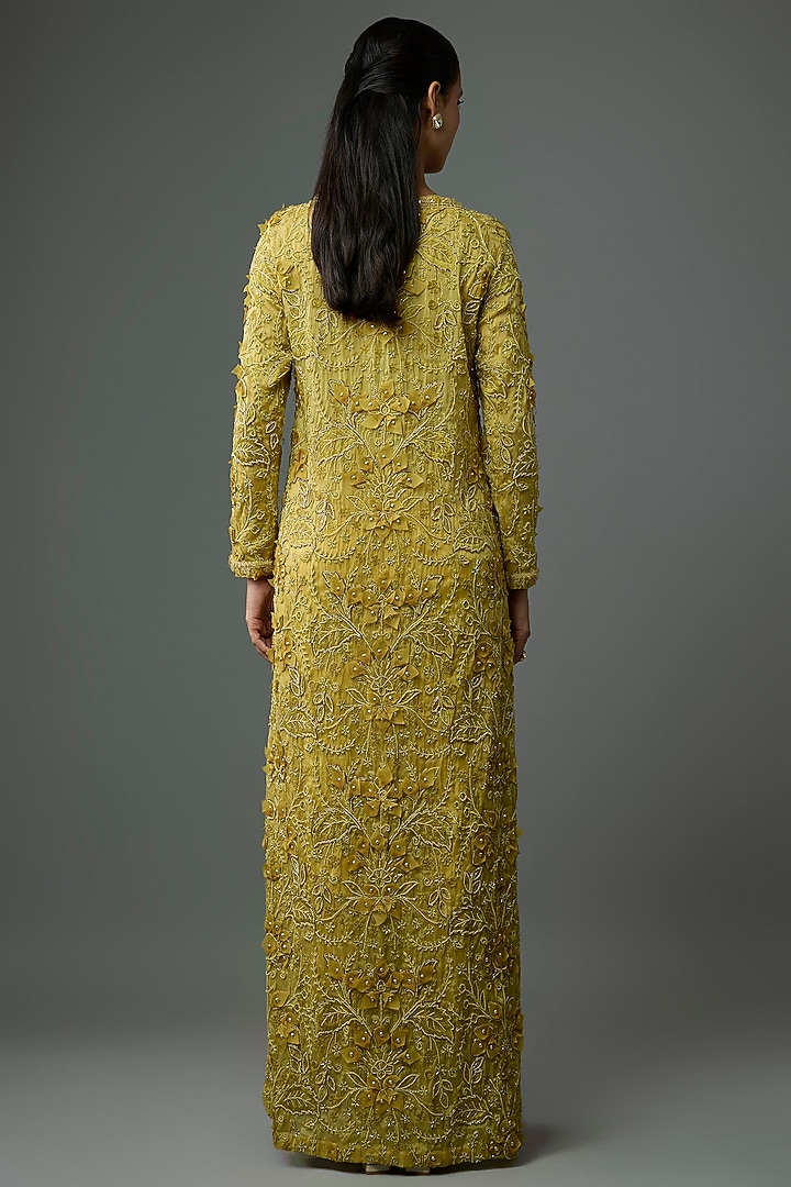 Mustard Yellow Organza & Crepe Jacket Set by Ridhima Bhasin at Pernia's Pop Up Shop