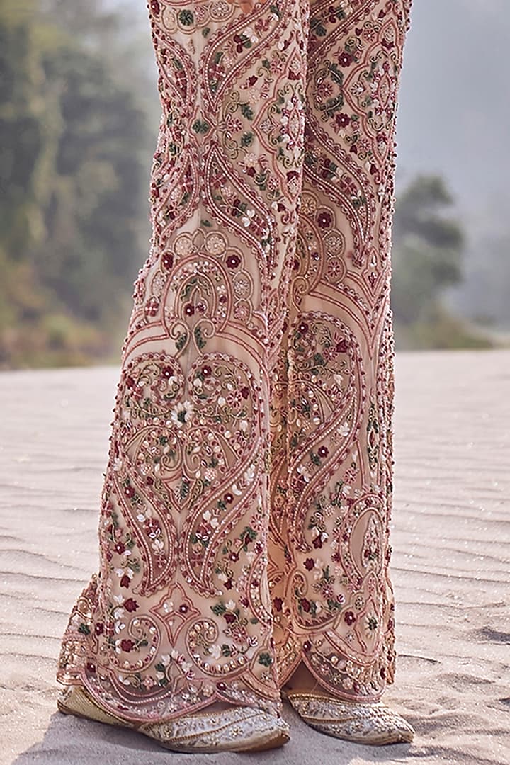 Ivory Net Hand & Machine Embroidered Co-Ord Set by Ridhima Bhasin at Pernia's Pop Up Shop