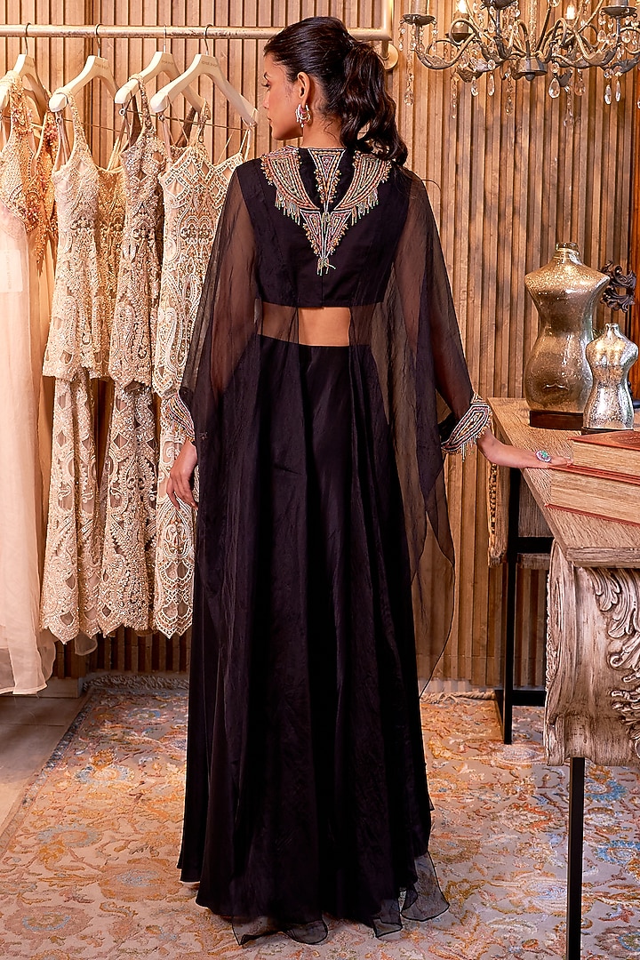 Black Organza & Silk Palazzo Pant Set by Ridhima Bhasin at Pernia's Pop Up Shop