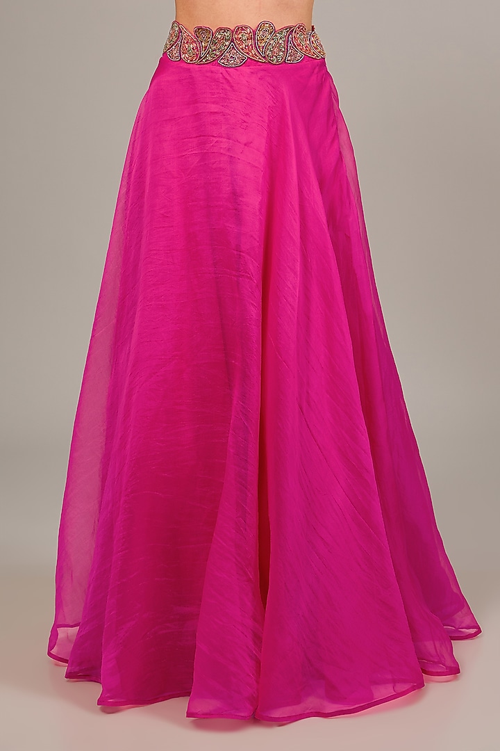 Pink Organza Embroidered Wedding Lehenga Set by Ridhima Bhasin at Pernia's Pop Up Shop