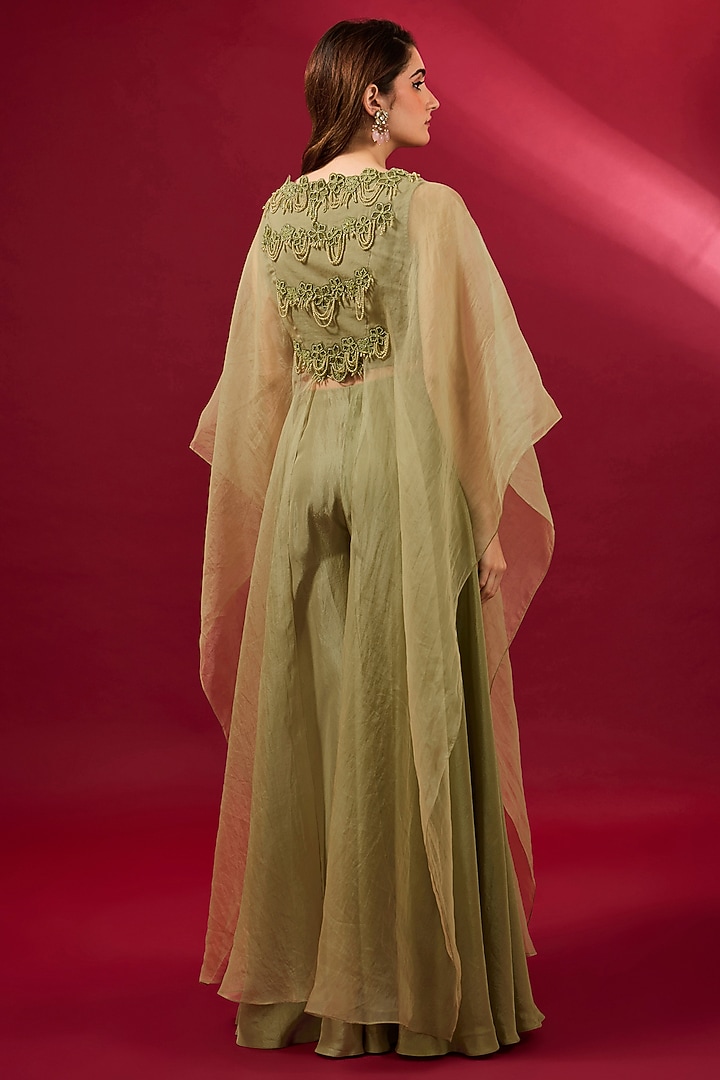 Mint Organza & Silk Kurta Set by Ridhima Bhasin at Pernia's Pop Up Shop