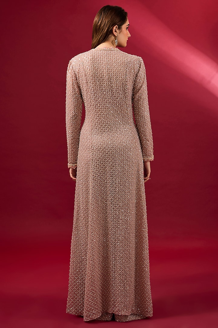 Blush Pink Organza Jacket Set by Ridhima Bhasin at Pernia's Pop Up Shop
