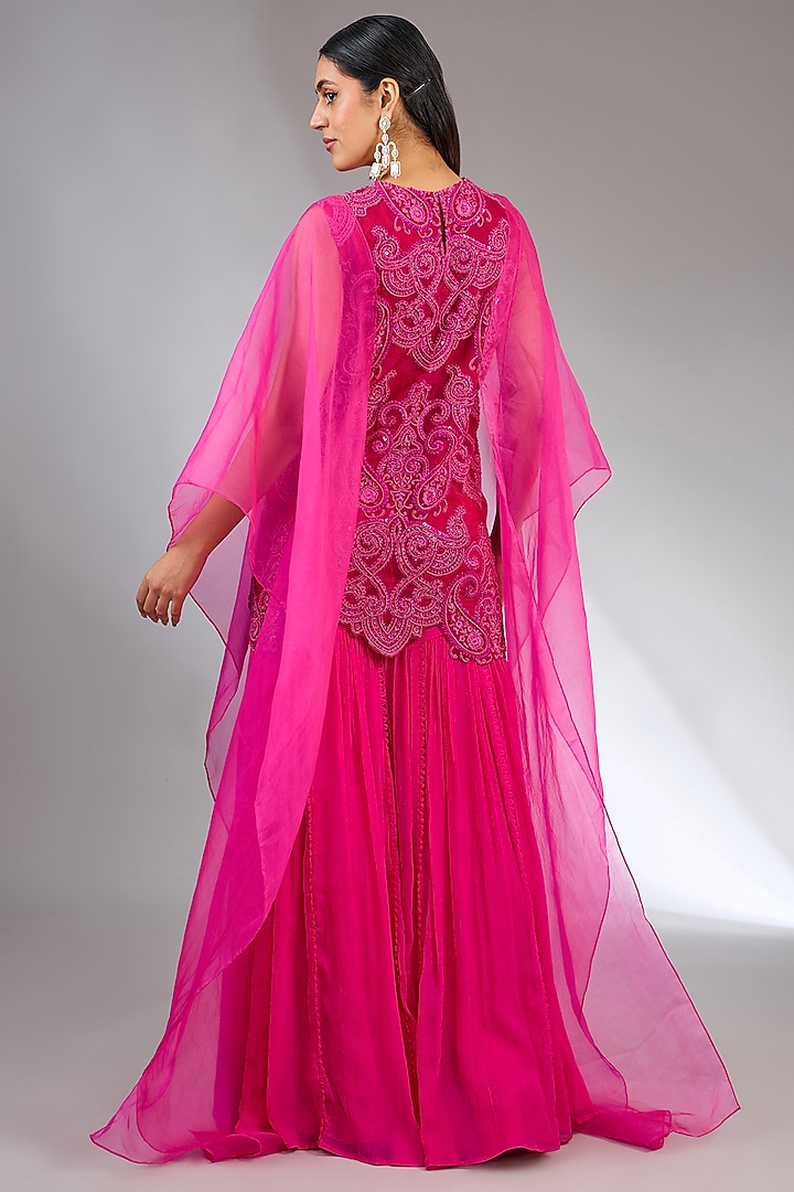 Pink Organza Bridal Sharara Set by Ridhima Bhasin at Pernia's Pop Up Shop