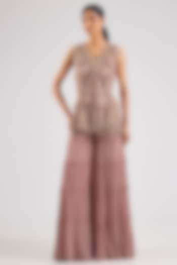 Lilac Satin Lycra Co-Ord Set by Ridhima Bhasin at Pernia's Pop Up Shop