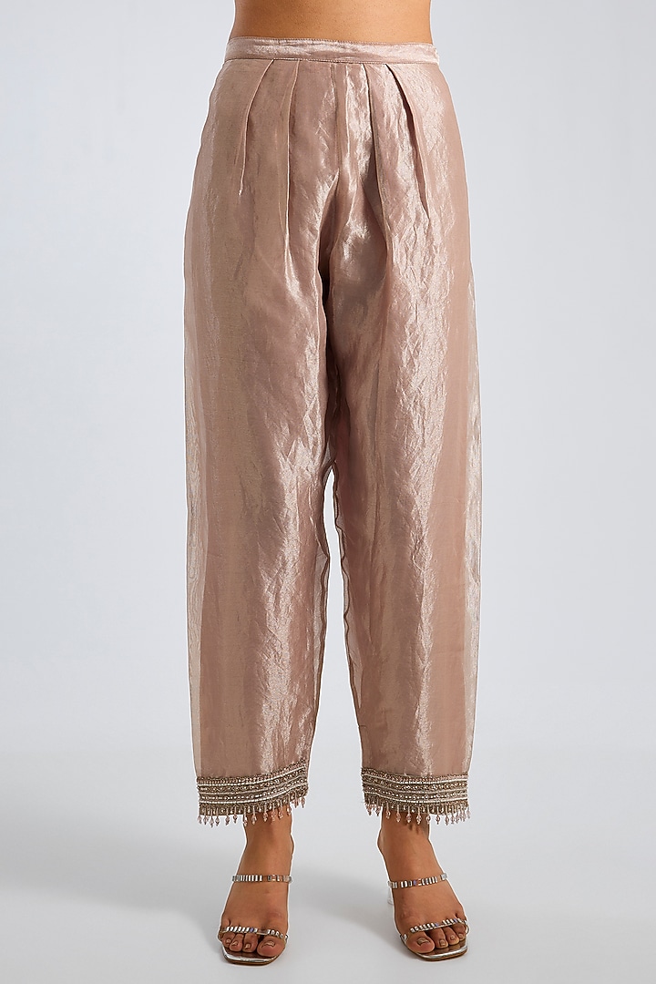 Pink Silk Tissue Kurta Set by Ridhima Bhasin at Pernia's Pop Up Shop