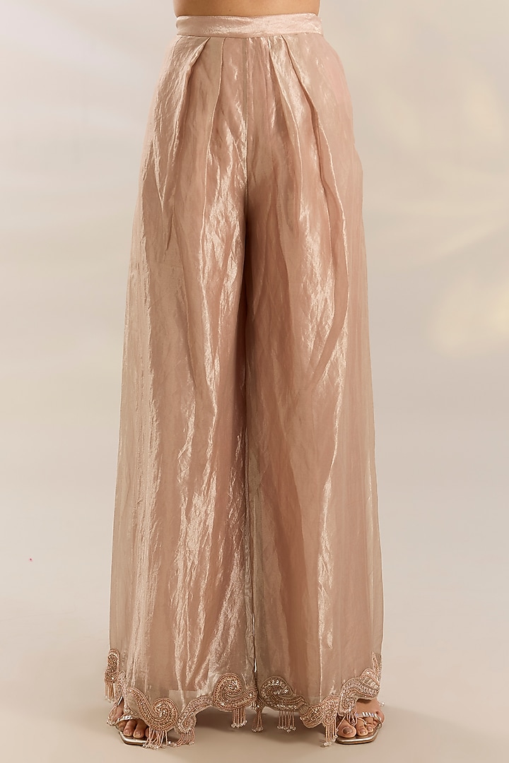 Pink Tissue Embroidered Kurta Set by Ridhima Bhasin at Pernia's Pop Up Shop
