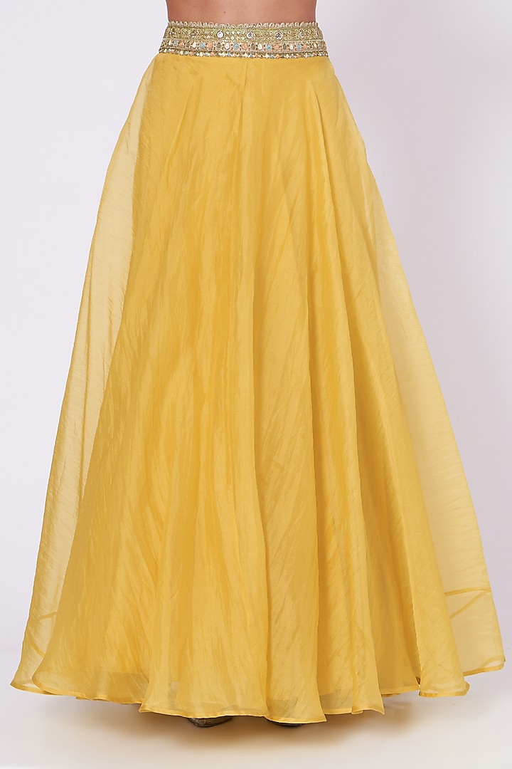 Sunshine Yellow Organza Layered Wedding Lehenga by Ridhima Bhasin at Pernia's Pop Up Shop