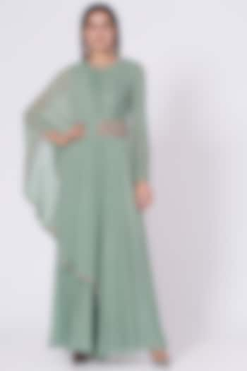 Aqua Embroidered Jumpsuit by Ridhima Bhasin at Pernia's Pop Up Shop