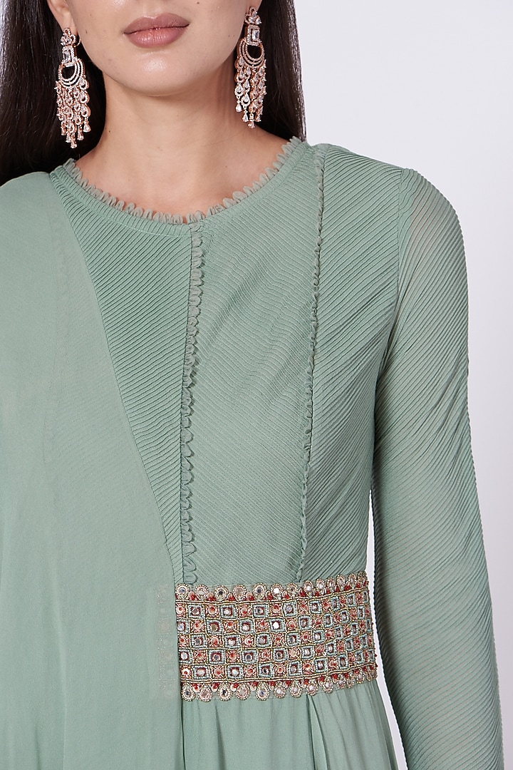 Aqua Embroidered Jumpsuit by Ridhima Bhasin at Pernia's Pop Up Shop