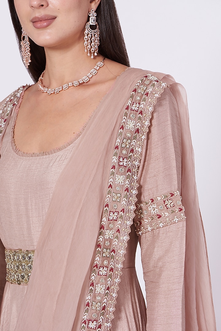 Pink Embroidered Wedding Anarkali Set by Ridhima Bhasin at Pernia's Pop Up Shop