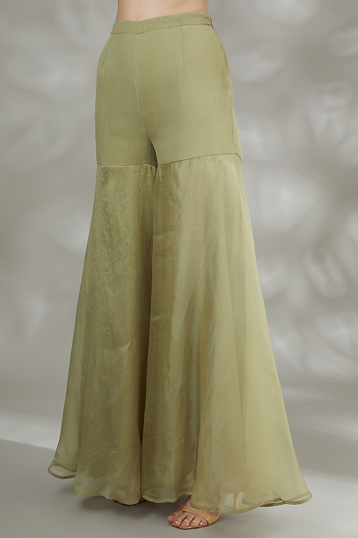 Sage Green Organza Wedding Sharara Set by Ridhima Bhasin at Pernia's Pop Up Shop
