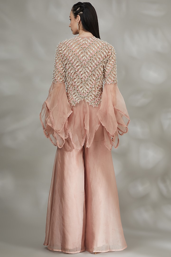 Blush Pink Organza Wedding Sharara Set by Ridhima Bhasin at Pernia's Pop Up Shop