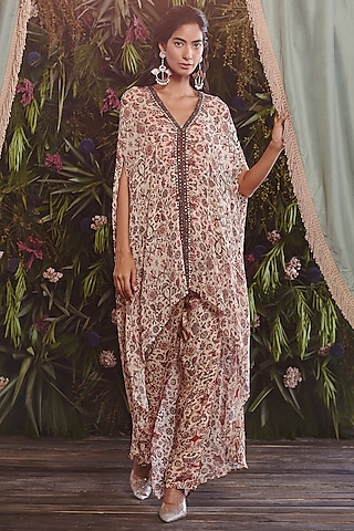 Multi-Colored Printed Kaftan Set by Ridhima Bhasin