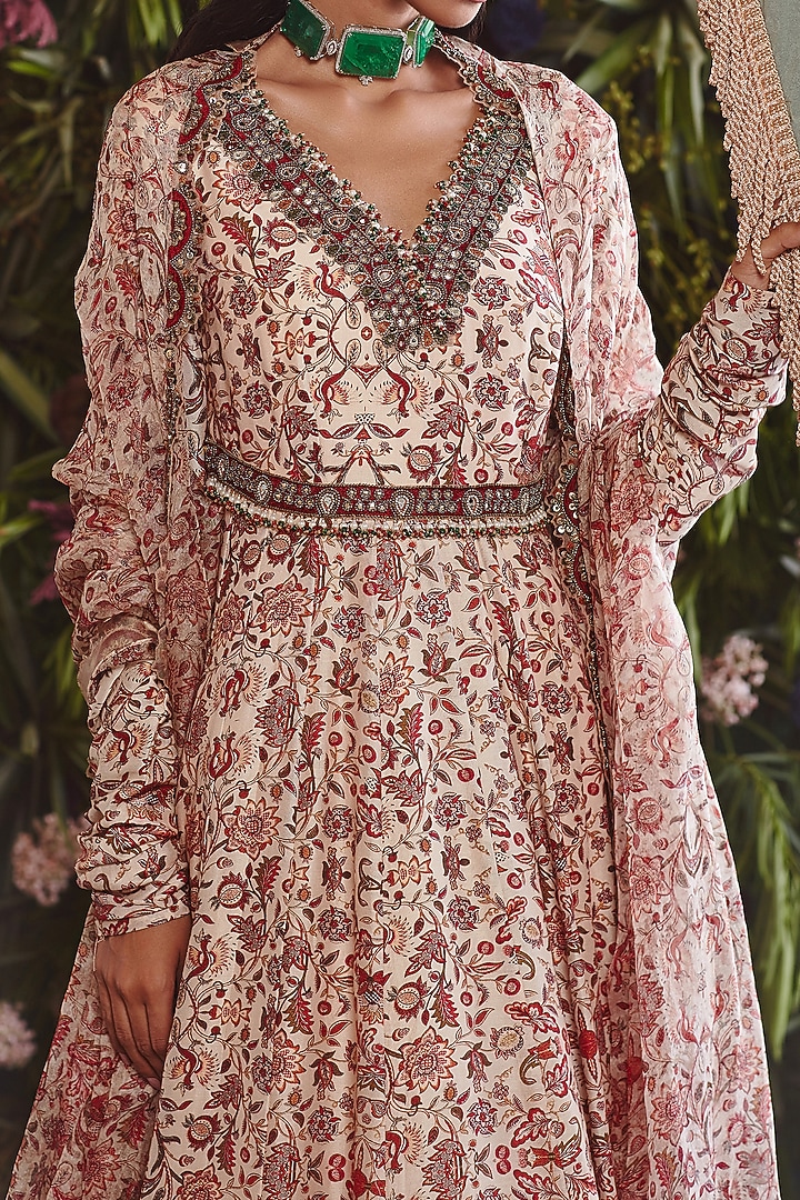 Multi-Colored Printed Wedding Anarkali Set by Ridhima Bhasin at Pernia's Pop Up Shop