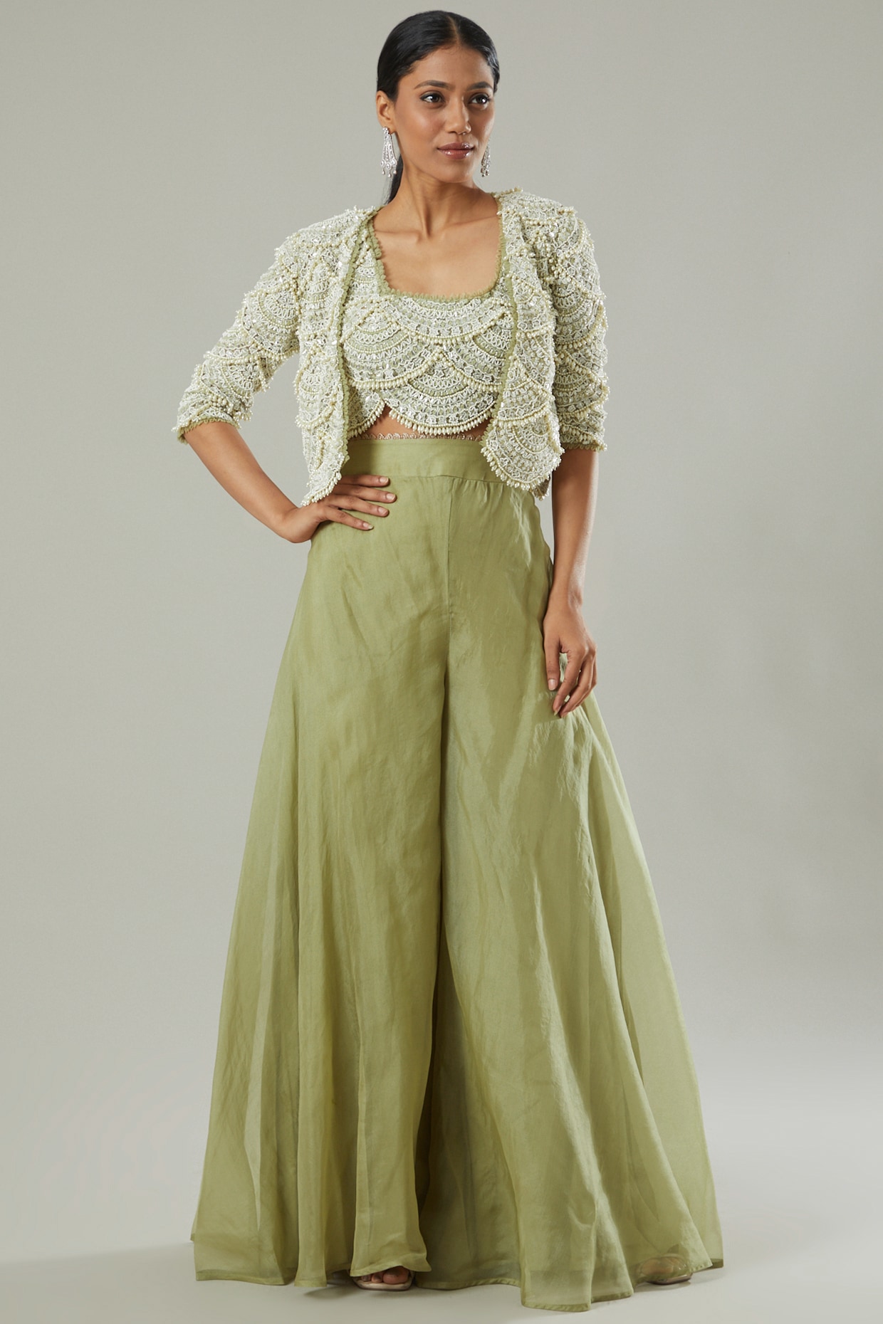 IVORY TUNIC WITH PALAZZO PANT SET – Estie Couture