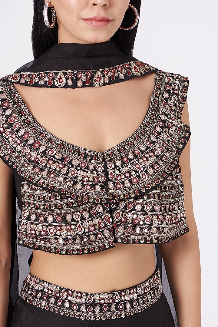 Black Embroidered Wedding Lehenga Set by Ridhima Bhasin at Pernia's Pop Up Shop