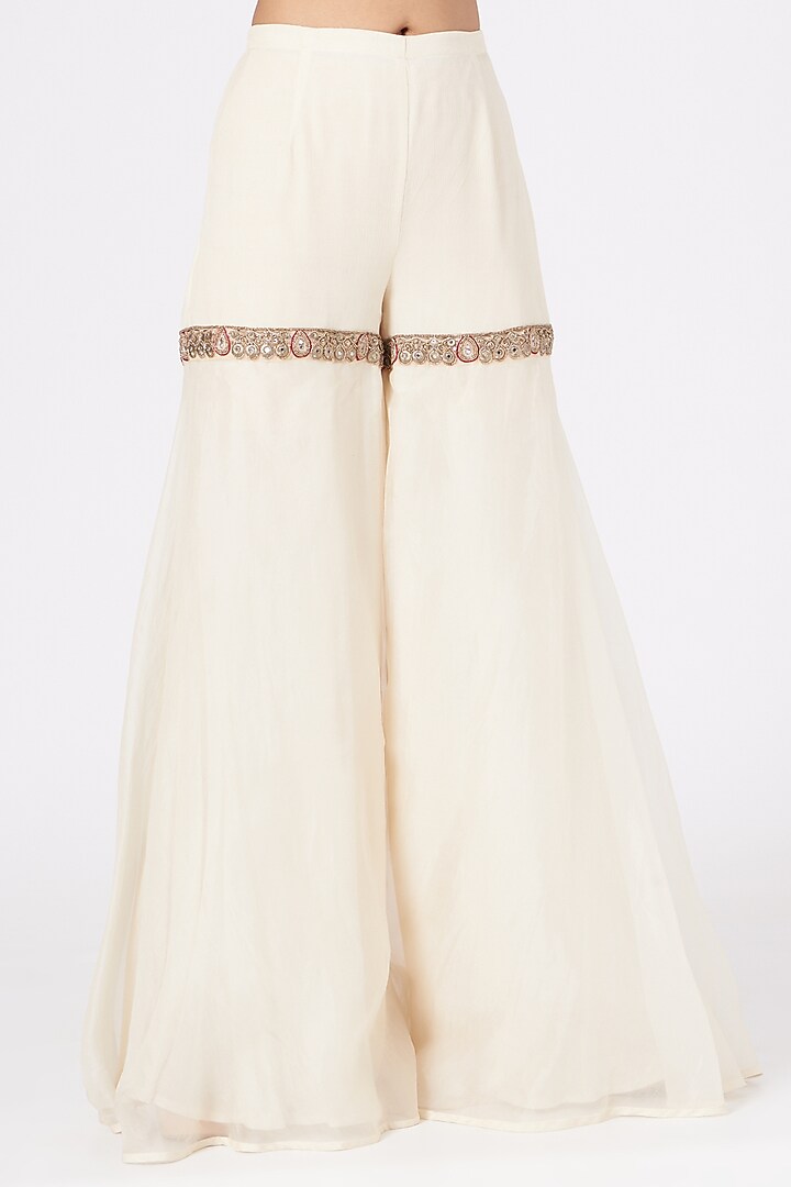 Ivory Organza Wedding Sharara Set by Ridhima Bhasin at Pernia's Pop Up Shop