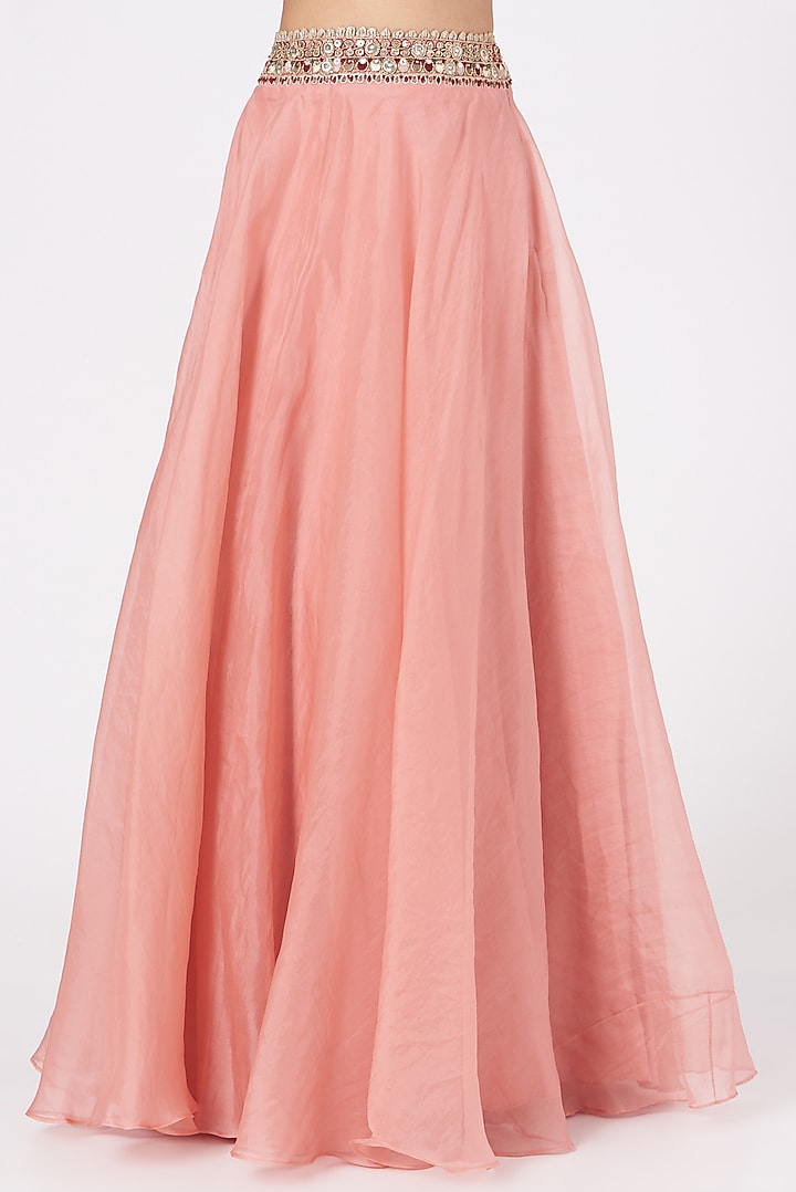 Pink Embroidered High-Waisted Wedding Lehenga Set by Ridhima Bhasin at Pernia's Pop Up Shop