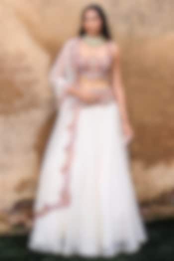 Ivory Organza Wedding Lehenga Set by Ridhima Bhasin at Pernia's Pop Up Shop