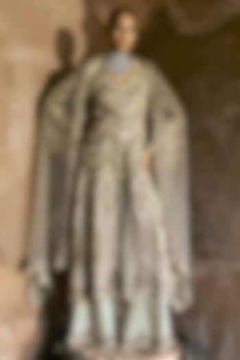 Grey Net Hand Embroidered Kurta Set by Ridhima Bhasin at Pernia's Pop Up Shop