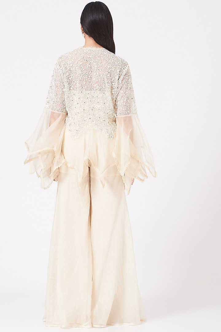 Ivory Pearl Embroidered Wedding Sharara Set by Ridhima Bhasin at Pernia's Pop Up Shop