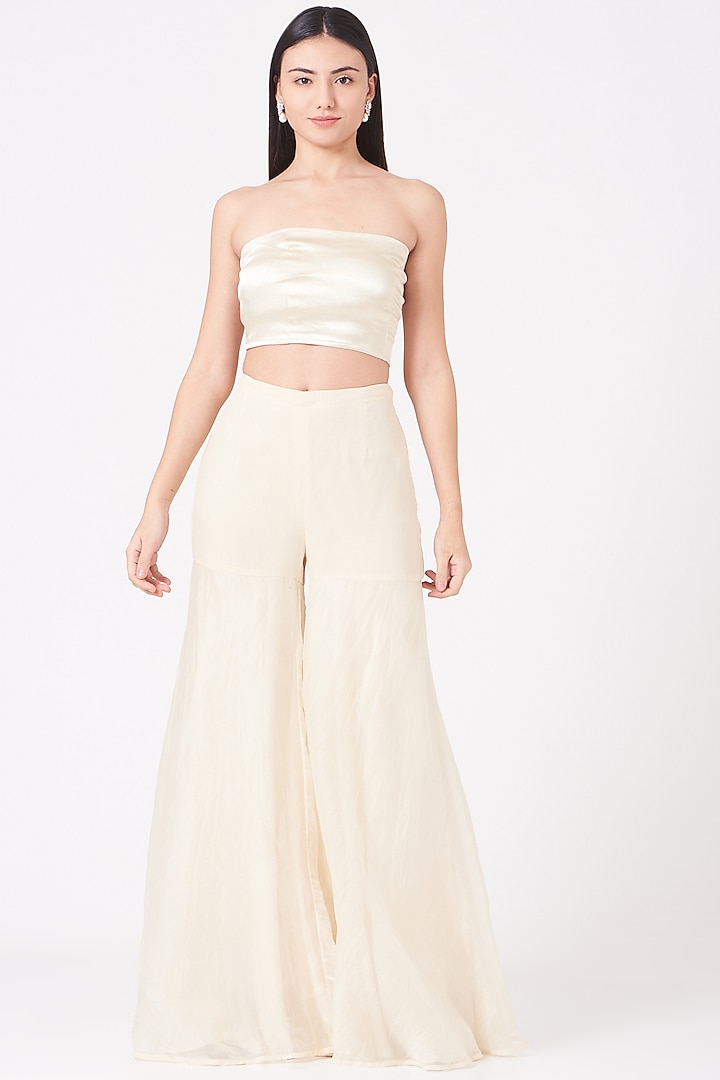 Ivory Pearl Embroidered Wedding Sharara Set by Ridhima Bhasin at Pernia's Pop Up Shop
