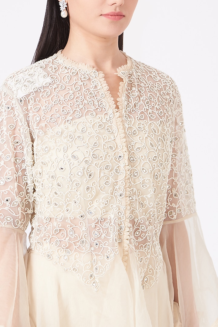 Ivory Pearl Embroidered Wedding Sharara Set by Ridhima Bhasin at Pernia's Pop Up Shop
