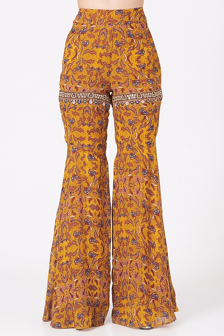 Mustard Printed Wedding Sharara Set by Ridhima Bhasin at Pernia's Pop Up Shop