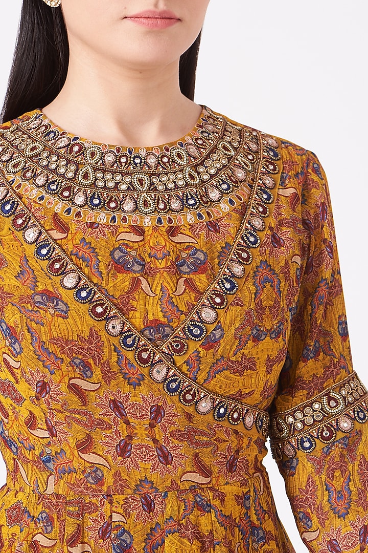 Mustard Printed Wedding Sharara Set by Ridhima Bhasin at Pernia's Pop Up Shop