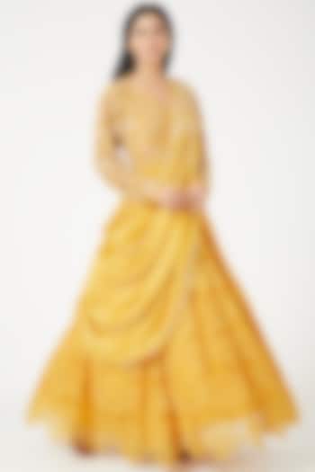 Sunshine Yellow Embroidered Anarkali Set by Ridhima Bhasin at Pernia's Pop Up Shop