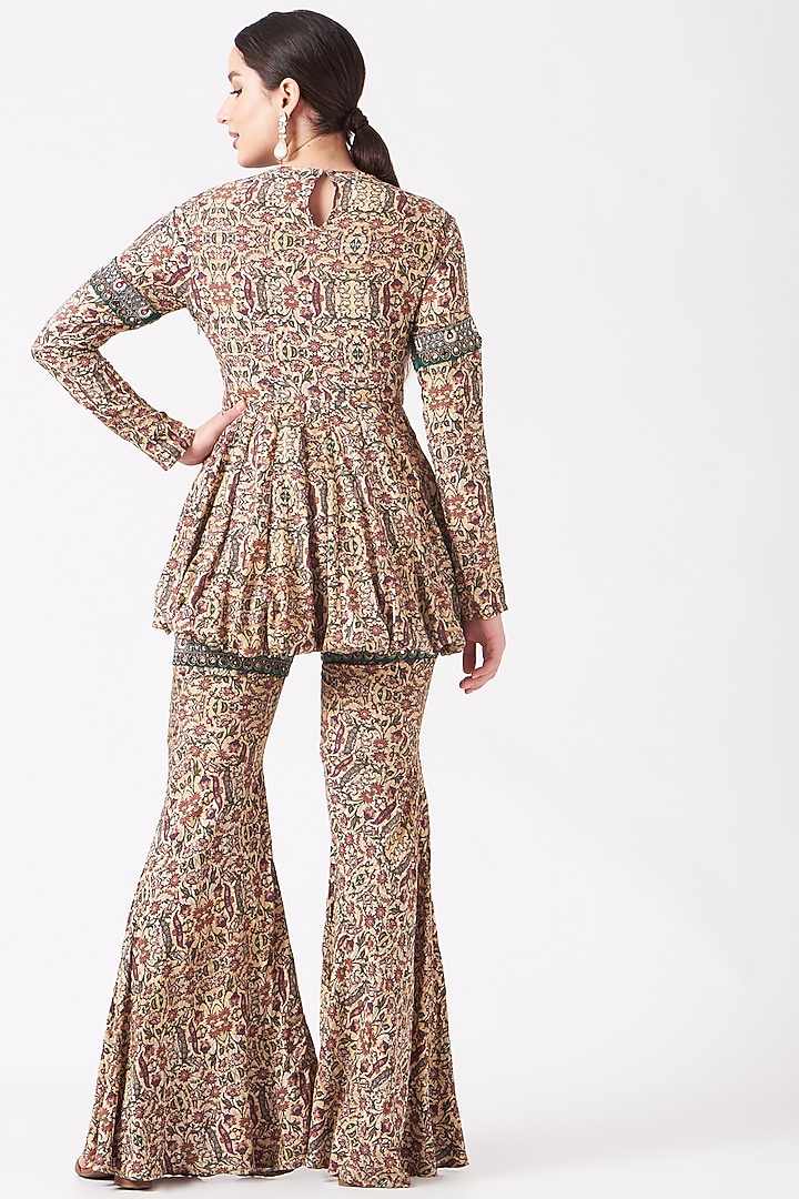 Beige Printed & Embellished Wedding Sharara Set by Ridhima Bhasin at Pernia's Pop Up Shop